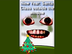 Hry New Year: Santa Claus outside the window