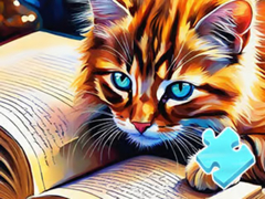 Hry Jigsaw Puzzle: Cat Reading