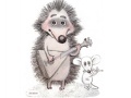Hry Hedgehog and mouse play musical instruments